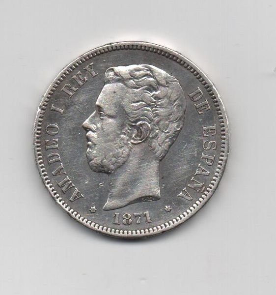 AMADEO I DEL AÑO 1871* 71 DE 5 PESETAS